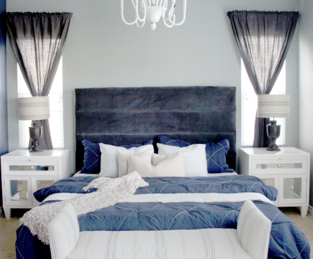 Cole Barnett Navy Blue  and Gray  Master Bedroom  Remodel