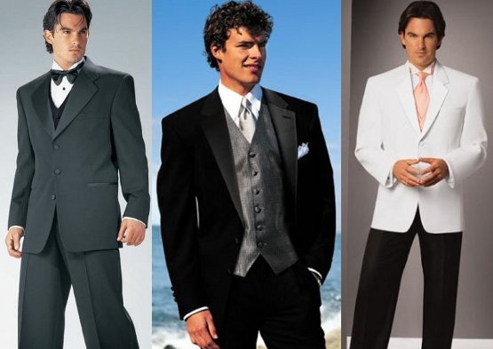 Black white and gray are the most popular mens wedding suits colors for