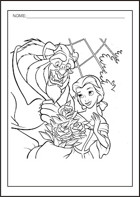 Princesas Disney - Desenhos para Colorir das Princesas Disney - A Bela e a Fera