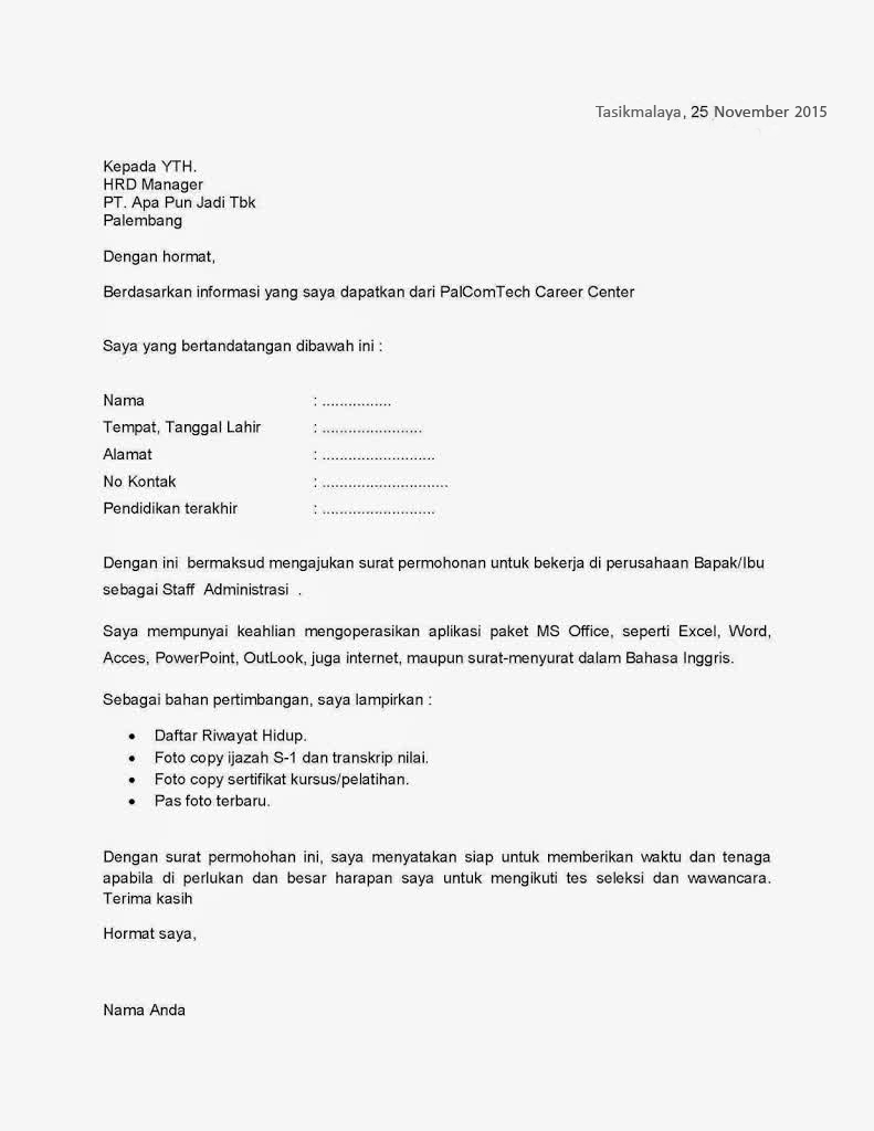 Contoh Cara Membuat Surat Lamaran Kerja Yang Baik dan 