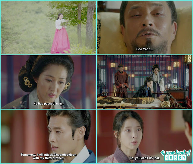  king died queen yoo become in shock and 8th prince told hae soo he will going to attack cheondeokjeon tomorrow - Moon Lover Scarlet Heart Ryeo - Episode 13 - Review 