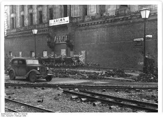 Hotel Adlon ruins, 1950, showing the protective wall built around the ground floor in the closing months of World War II