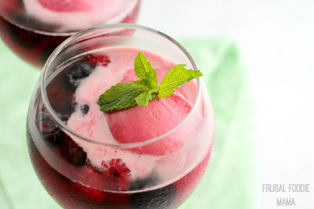 These Frozen Berry Sangria Floats only get better as they thaw, making them the perfect cocktail for those warm summer days and nights. #InspiredGathering