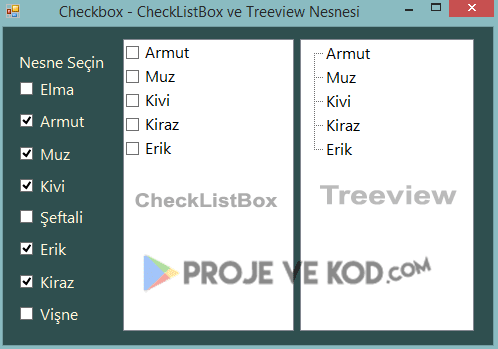 C# CheckListbox ve Treeview a nasıl item veya nesne ekleme ve silme işlemleri yapılır kullanımı hakkında detaylı bilgi