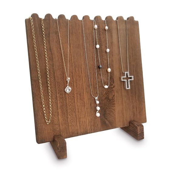 Wooden Plank Necklace Jewelry Display Stand for 8 Necklaces