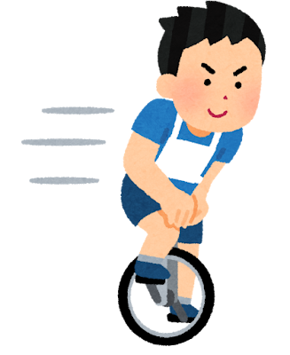 一輪車競技のイラスト（トラックレース・男性）