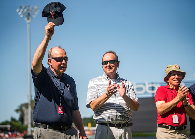WooSox employees with longtime PawSox connections are honored at PawSox Heritage Day.