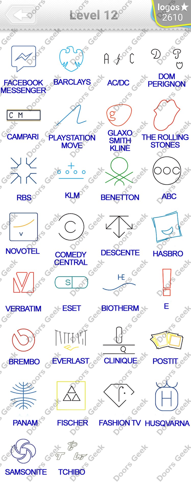 Logo Quiz [Minimalist] Level 12 Answers ~ Doors Geek