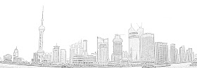 shanghai skyline sketch