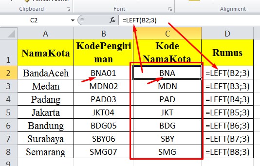 Fungsi Left Pada Excel dan Cara Menggunakan Serta Contoh Kasus