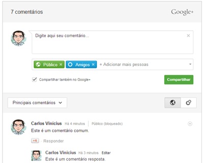 Comentários do Google+ no Blogger