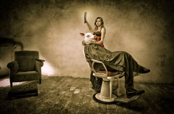 Dennis Ziliotto surreal photography grim love stories pig horse head