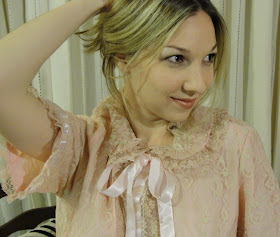 mint vintage lace dusty pink rose gown robe nightie