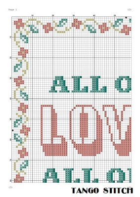 All of me loves all of you funny romantic cross stitch pattern