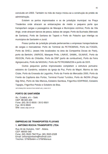 INVENTÁRIO DA OFERTA E INFRAESTRUTURA TURÍSTICA DE SANTARÉM – Pará – Amazônia – Brasil / ANO BASE 2013  -  I. INFRAESTRUTURA DE APOIO AO TURISMO