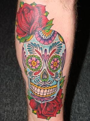 Mexican candy skull tattoo 300x400px