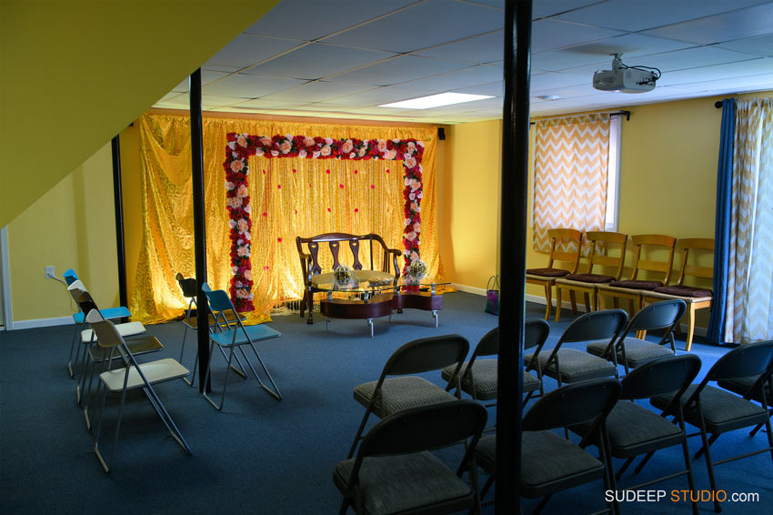 Saree and Dhoti Ceremony Decoration Photography by Ann Arbor Novi Indian Hindu Event Photographer