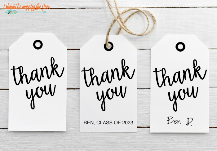 4 inch Printable Tags Thank You, Easy Personalized Black and