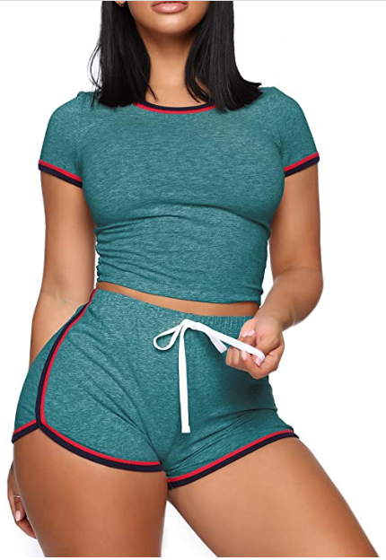 Women's Casual 2 Piece Short Sleeve Outfits Sets Summer Sexy Active Tracksuits