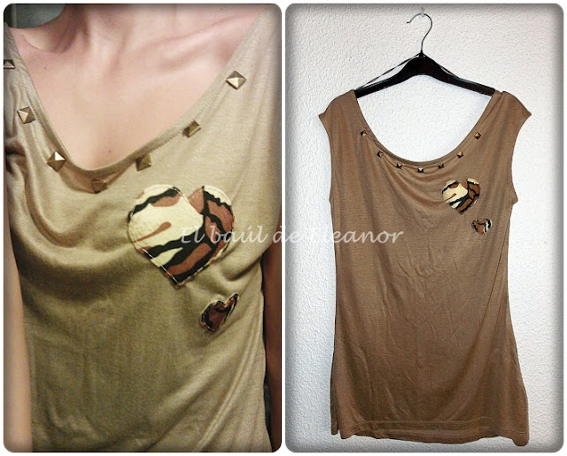 DIY Print Animal T-shirt and studs, DIY camiseta camuflaje y tachuelas