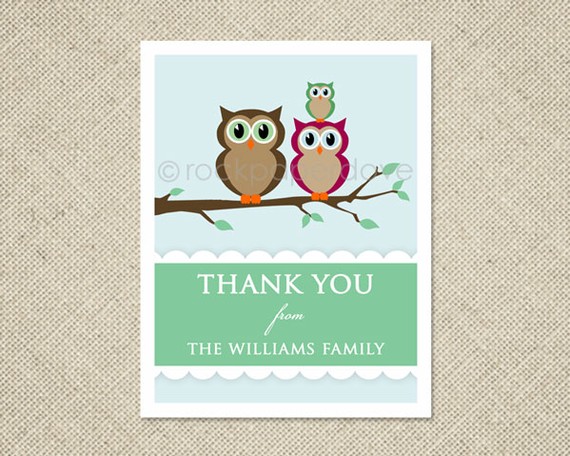 baby shower thank you card templates. Owl Baby Shower Thank You