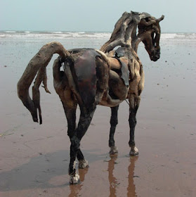 Heather Jansch Wood and Bronze Horse Sculptures