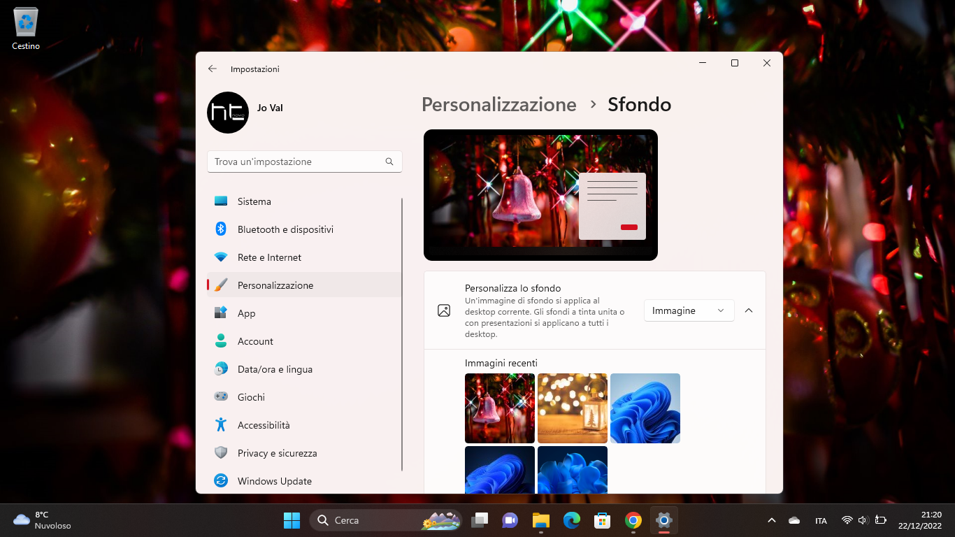 Come impostare un'immagine specifica di un Tema come sfondo desktop Windows 10 e 11