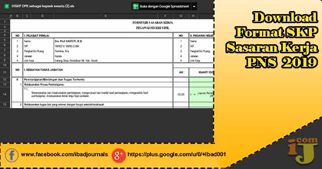 Download Format SKP Sasaran Kerja Pegawai Negeri Sipil 2019