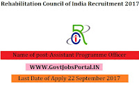 Rehabilitation Council of India Recruitment 2017–Assistant Programme Officer