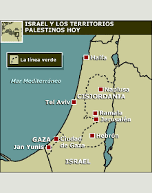 Mapa de Gaza mostrando el lugar de guerra entre Palestina e Israel