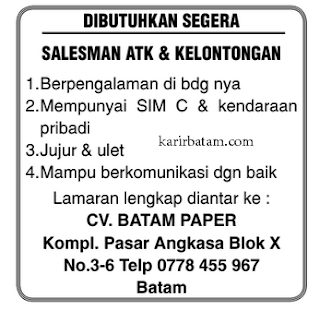 Lowongan Kerja CV. Batam Paper