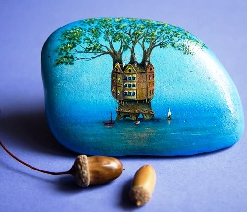 oil paintings on stone by Yana Khachikian