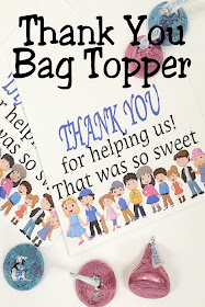 Give a sweet Thank You Gift to the people in your life who help your kids the most--their school volunteers, sport Team Moms, and Church Primary Substitutes and Teachers with this printable bag topper Thank You. #thankyougift #diypartymomblog