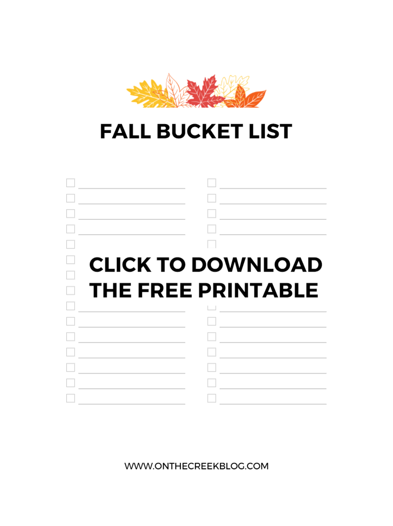 Fall bucket list free printable | On The Creek Blog // www.onthecreekblog.com