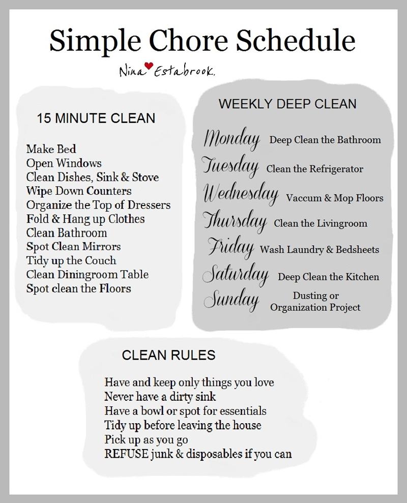 Simple Chore Schedule.