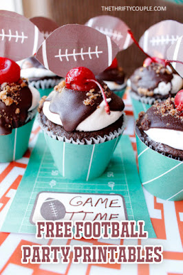 http://thethriftycouple.com/2016/01/29/football-tailgate-party-printables-football-cupcakes-place-cards-popcorn-boxes/