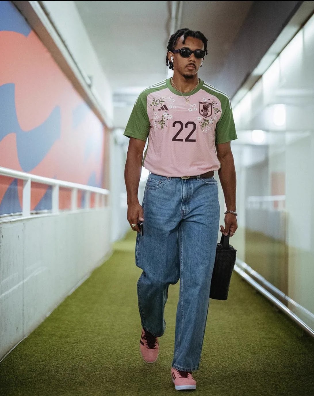 Jules Kounde Wears Pink Adidas Japan Football Shirt Ahead of