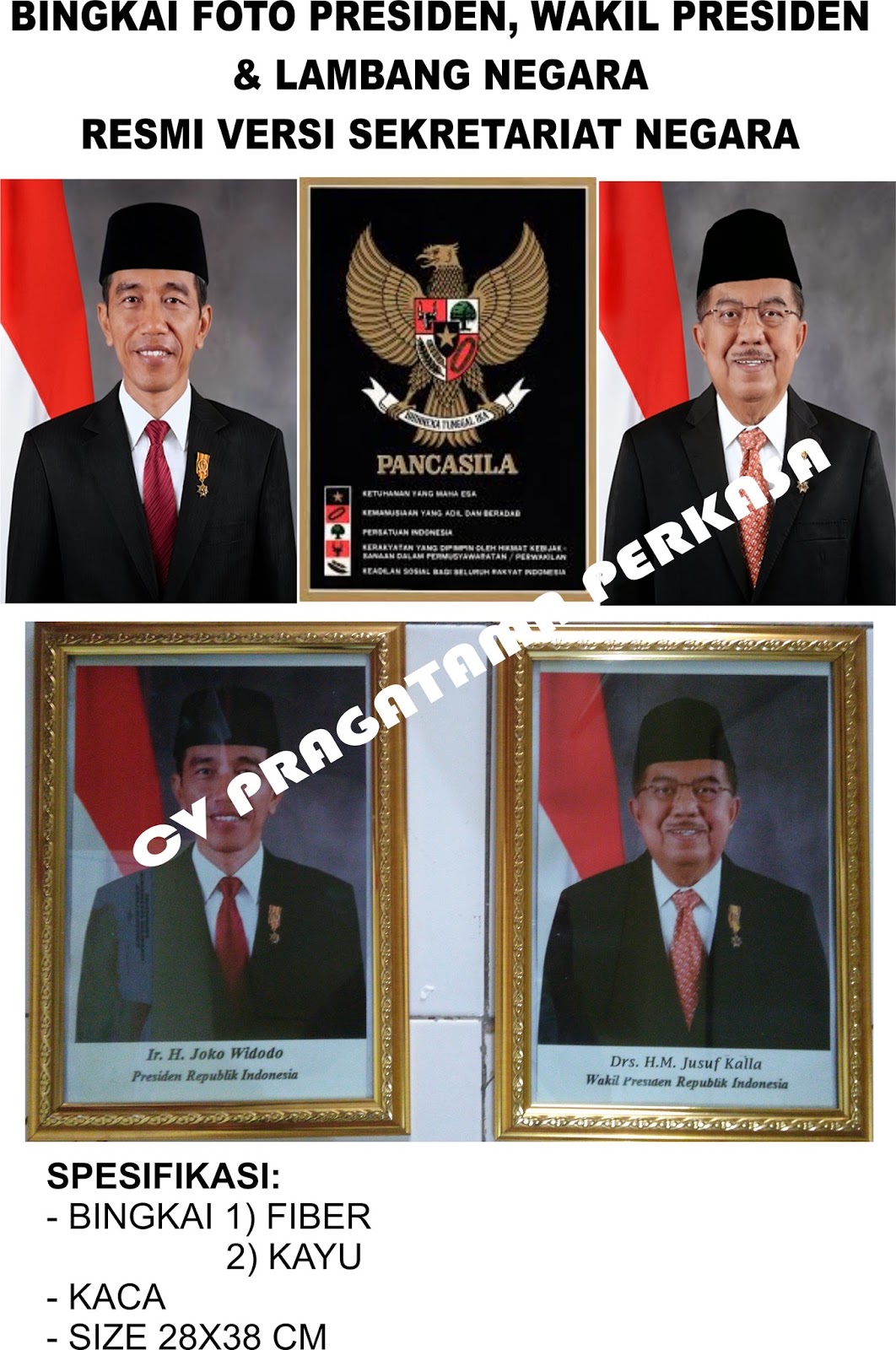 Bingkai Foto Presiden RI & Pancasila - Pragatamaperkasa 