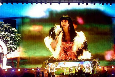 Cher on stage in Russia, 1 June 2013