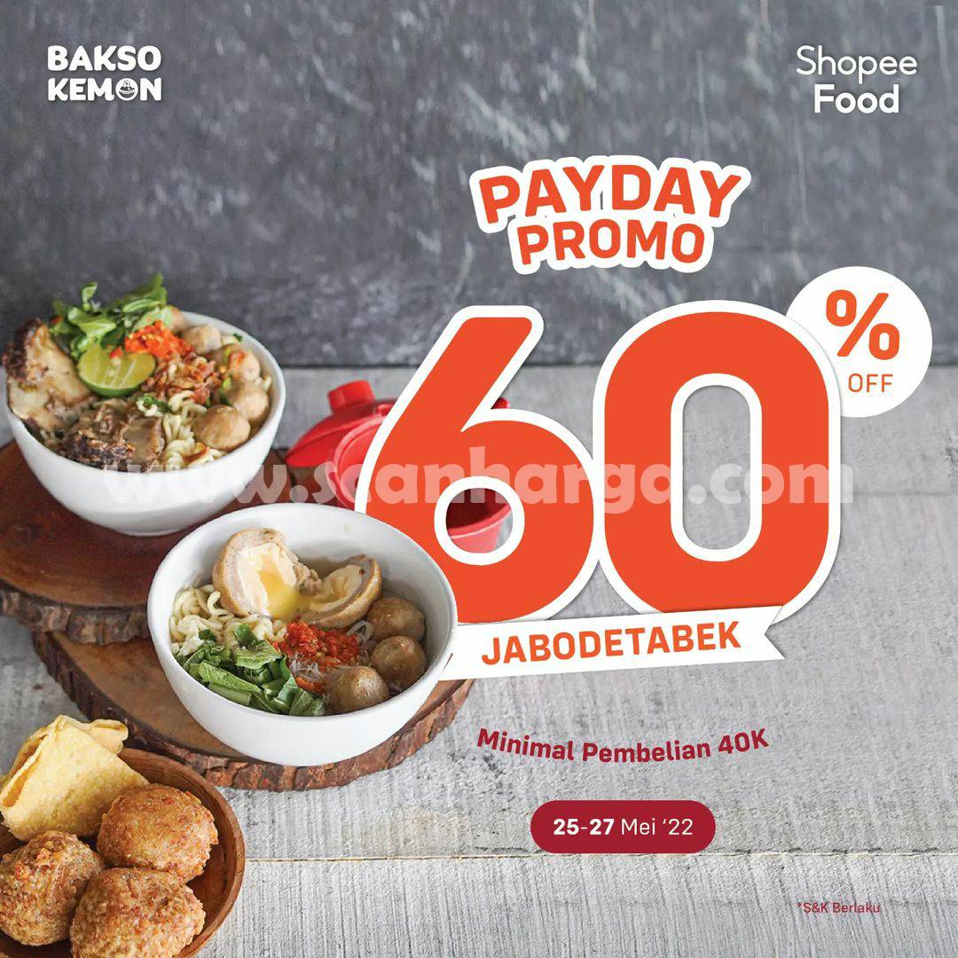 BAKSO KEMON Promo PAYDAY – Diskon 60% via SHOPEEFOOD