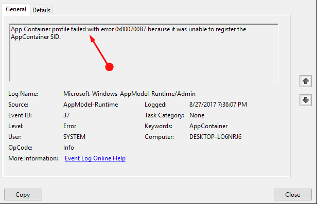 App Container Profile Failed Error 0x800700b7 in Windows 10 (Solved)