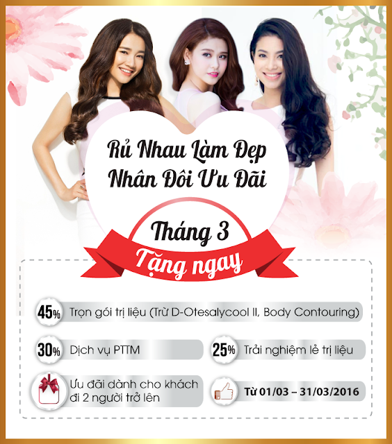 Viện Thẩm Mỹ Khơ Thị ưu đãi làm đẹp đến 45% trong tháng 3/2016