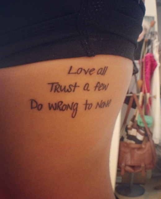 3D text tattoo of love and trust