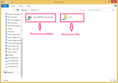 Menguji hasil sharing resource dalam jaringan