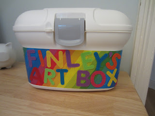 baby bath box decorated to take chold's art supplies