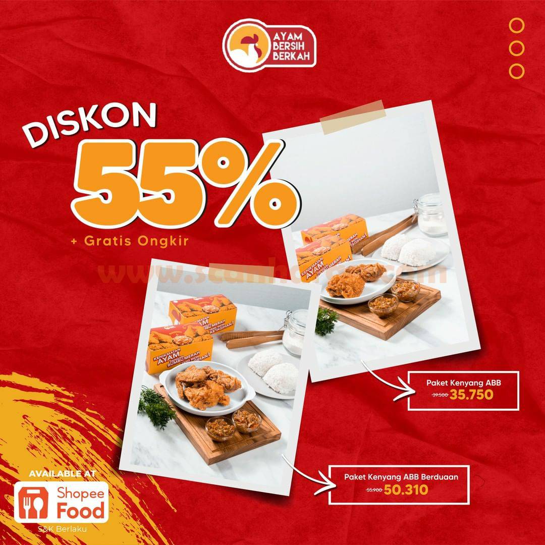 Promo Ayam Bersih Berkah Diskon 55% via ShopeeFood