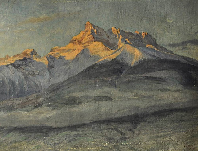 FREDERIC ROUGE (1867-1950) The Dents du Midi  (3,114 m to 3,257 m -10,216 ft to10,685 ft)  Switzerland   In Les Les-Dents du Midi en hiver, 1906, Huile sur toile, Fondation Frédéric Rouge