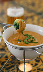 Food Lust People Love: Beer Cheddar Fondue is made with sharp cheddar cheese mixed and melted with beer. You won't be able to stop dipping in till it's gone. Serve with lightly steamed vegetables and/or crusty bread. A great snack or, indeed, meal!