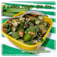 Ladies Finger Stir Fry - Vendakkai Poriyal - lady finger recipe