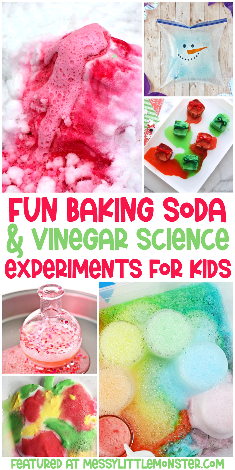Fun baking soda and vinegar science experiments for kids.
